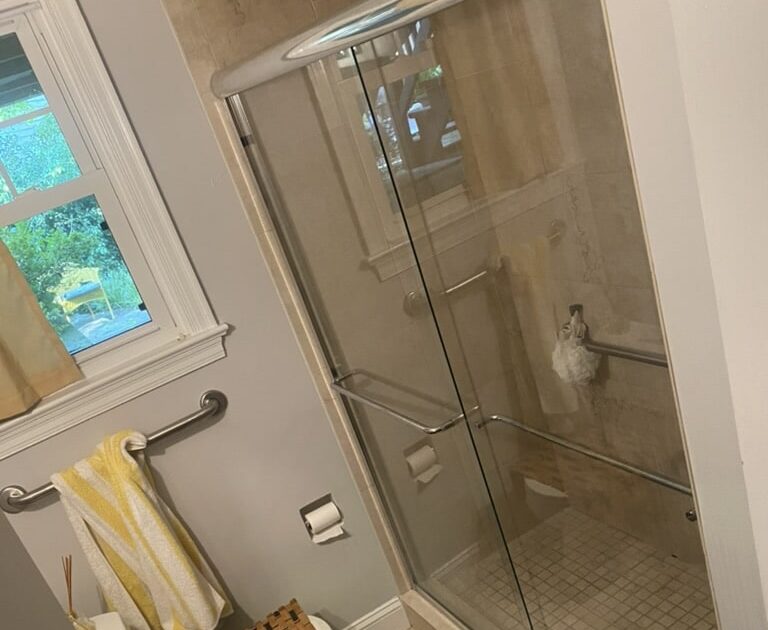 Custom glass shower door installation in Montgomery County MD