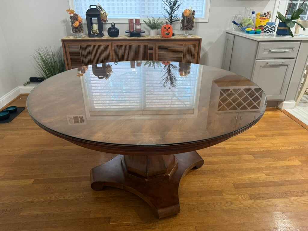Custom glass table top installation in Montgomery County MD
