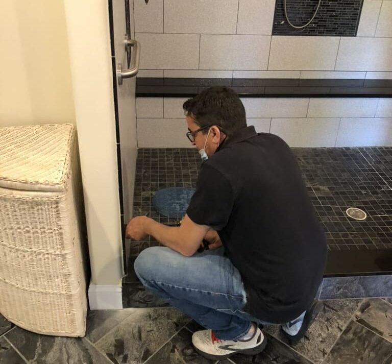 Custom glass shower door installation in Montgomery County MD