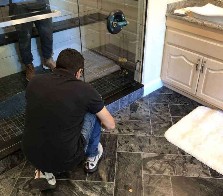 Custom glass shower door installation in Montgomery County MD